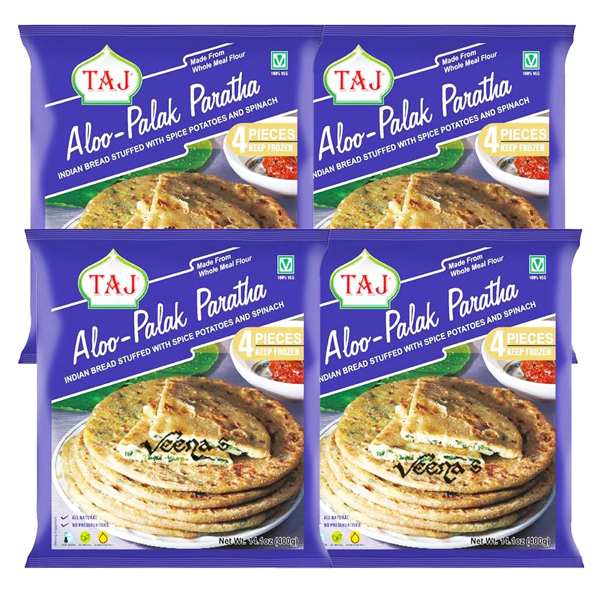 Taj Aloo-Palak Paratha 400g (Pack Of 4) 1 Taj Aloo-Palak Paratha 400g (Pack Of 4)