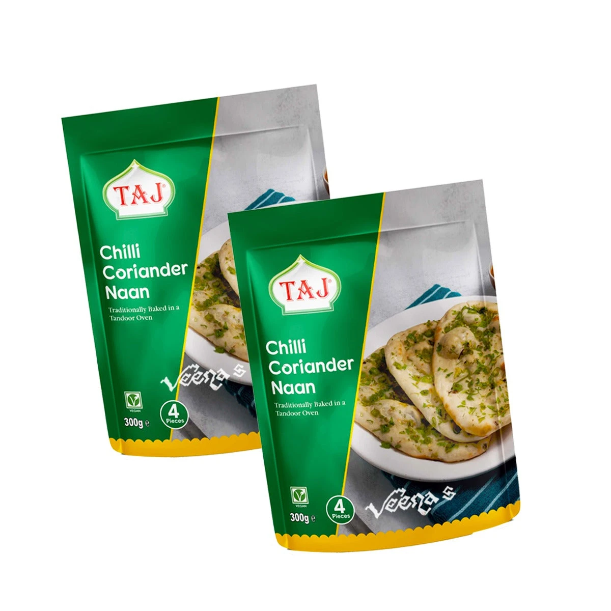 Taj Chilli Coriander Naan 4Pcs(Pack Of 2) 300g 1 Taj Chilli Coriander Naan 4Pcs(Pack Of 2) 300g