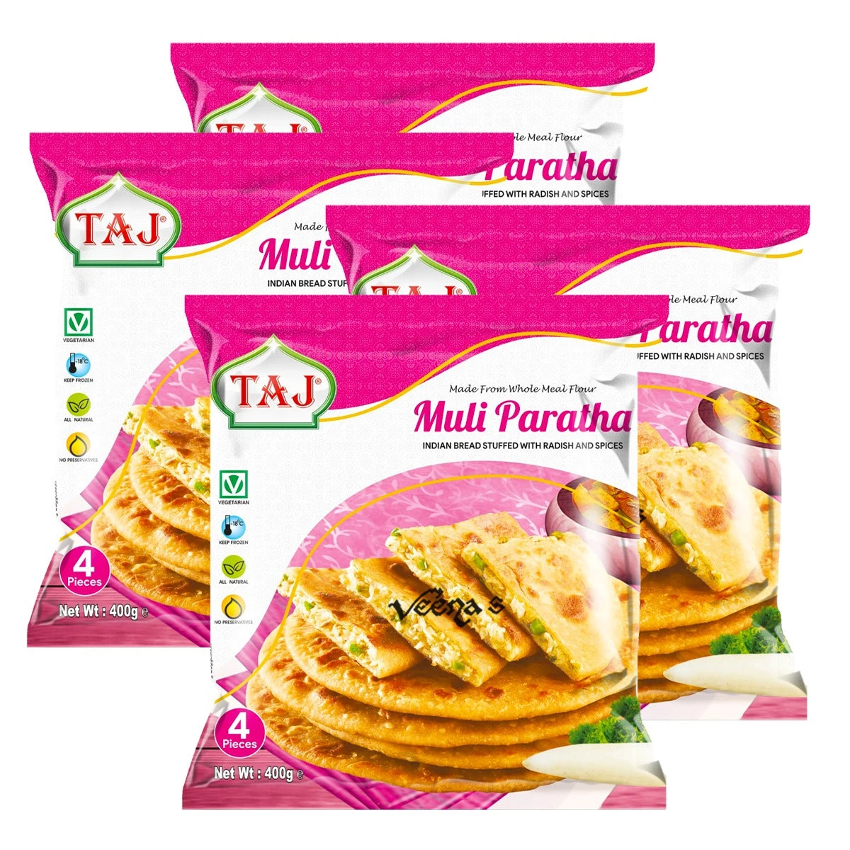 Taj Muli Paratha 4Pcs (Pack Of 4) 400g 1 Taj Muli Paratha 4Pcs (Pack Of 4) 400g