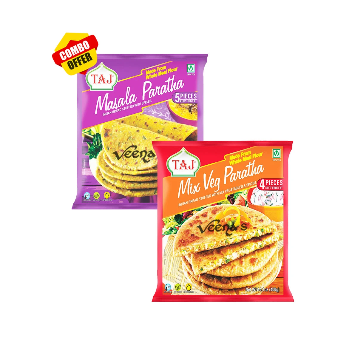 Taj Masala And Mixed Veg Paratha - Combo Pack 1 Taj Masala And Mixed Veg Paratha - Combo Pack